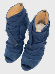 Elisabetta Franchi Suede Bandage Ankle Boot EU 37 Blau