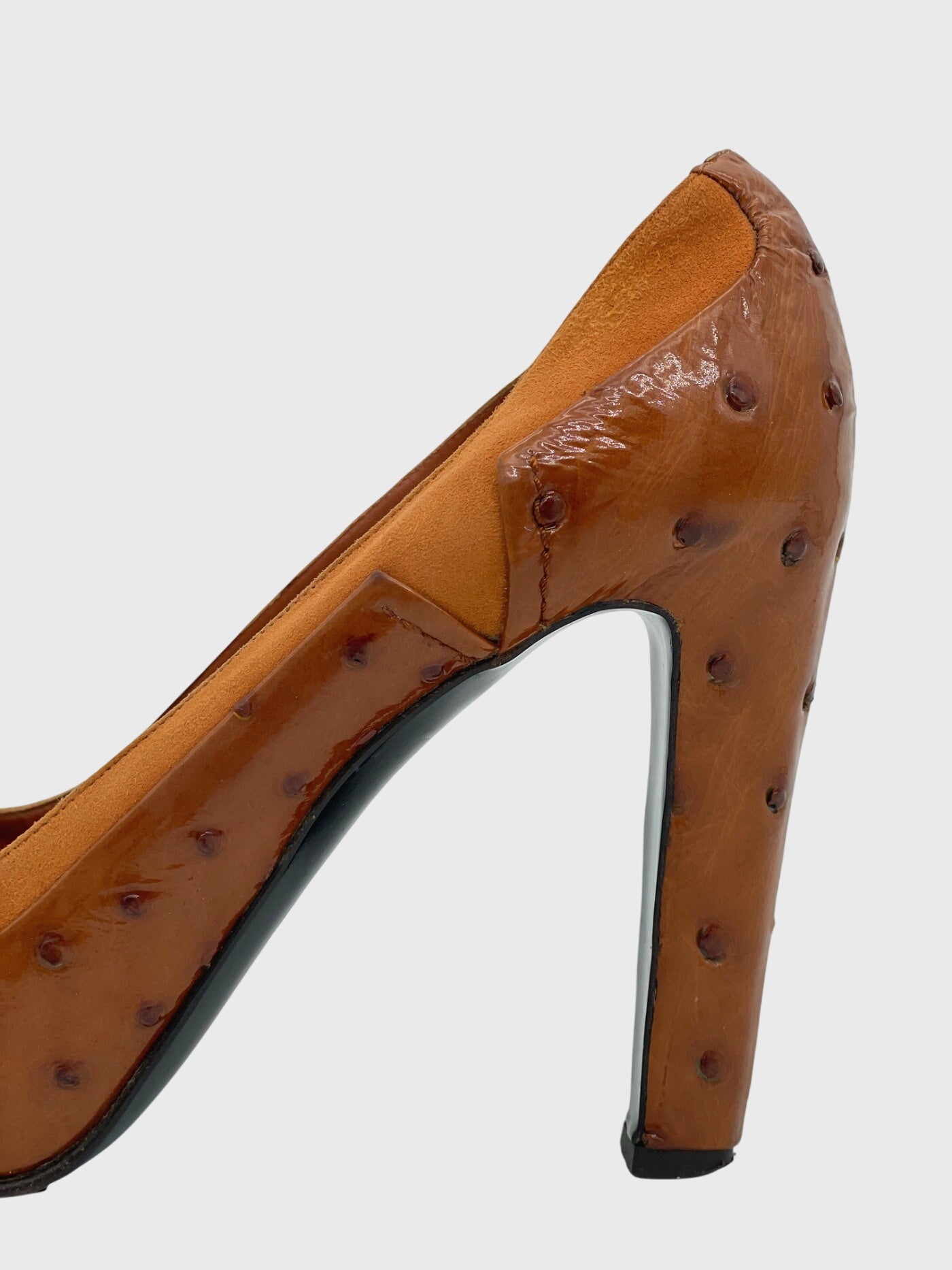 Bally Ostrich Leather Plateau Pump EU 39 Braun - Image 6