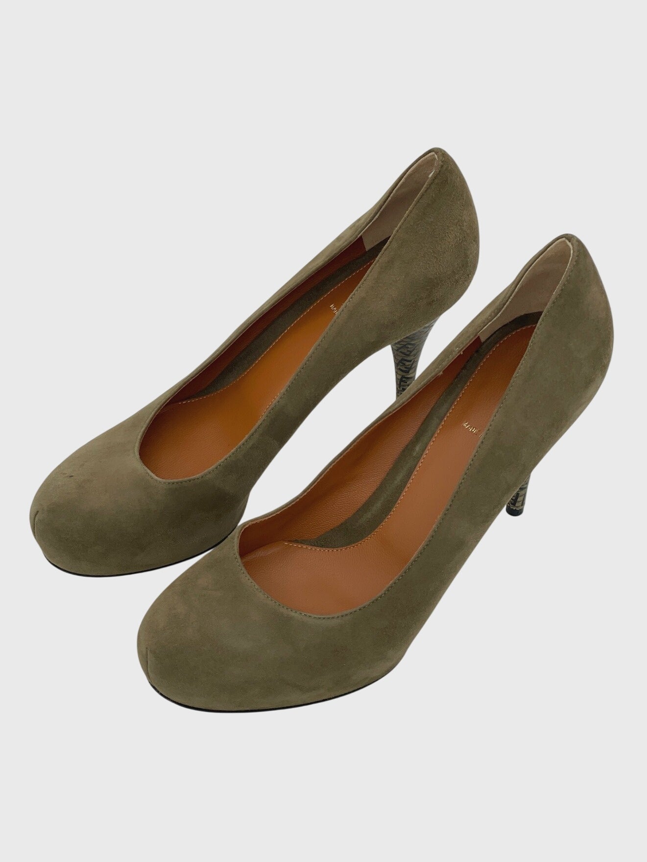 Fendi Suede Zucca Heel Plateau Pump EU 38 Grün