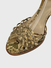 Stuart Weitzman Snakeskin Sandale mit Absatz EU 38 Metallic - Image 6