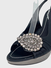 Rene Caovilla Crystal Embellished Platform Slingback EU 40 Schwarz - Image 6