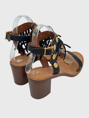 Valentino C-Rockee Fringe Coin Sandale mit Absatz EU 39.5 Schwarz