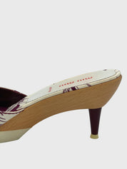 Miu Miu Floral Canvas Wood Mule Pump EU 39 Musterprint - Image 6