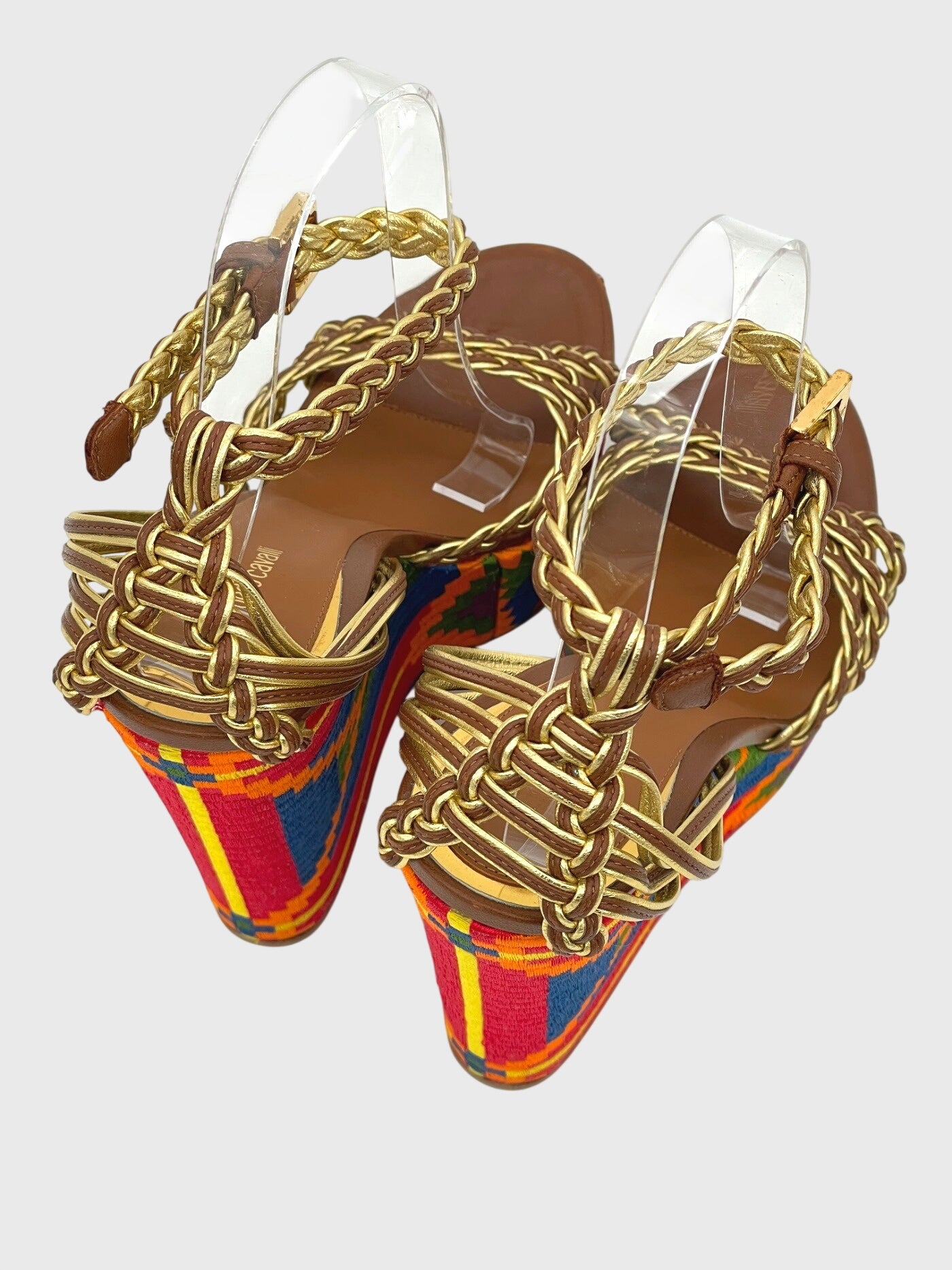 Roberto Cavalli Shoes Embroidered Wedge Sandale mit Absatz EU 39 Mehrfarbig