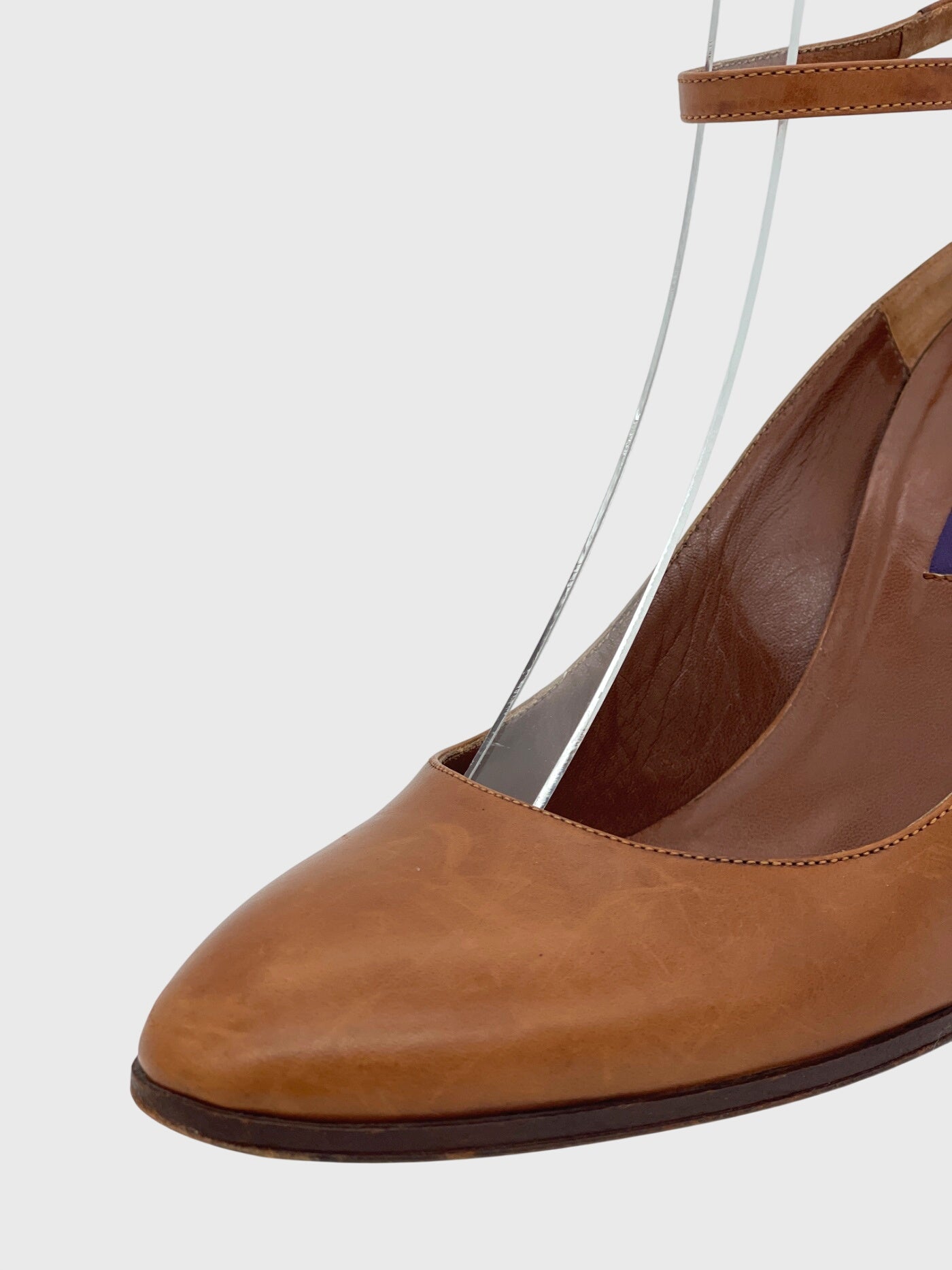 Ralph Lauren Ankle Strap Leather Pump EU 38 Braun - Image 6
