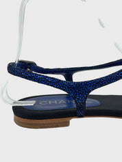 Chanel CC Logo Thong Zehensteg Sandale EU 38 Blau - Image 7