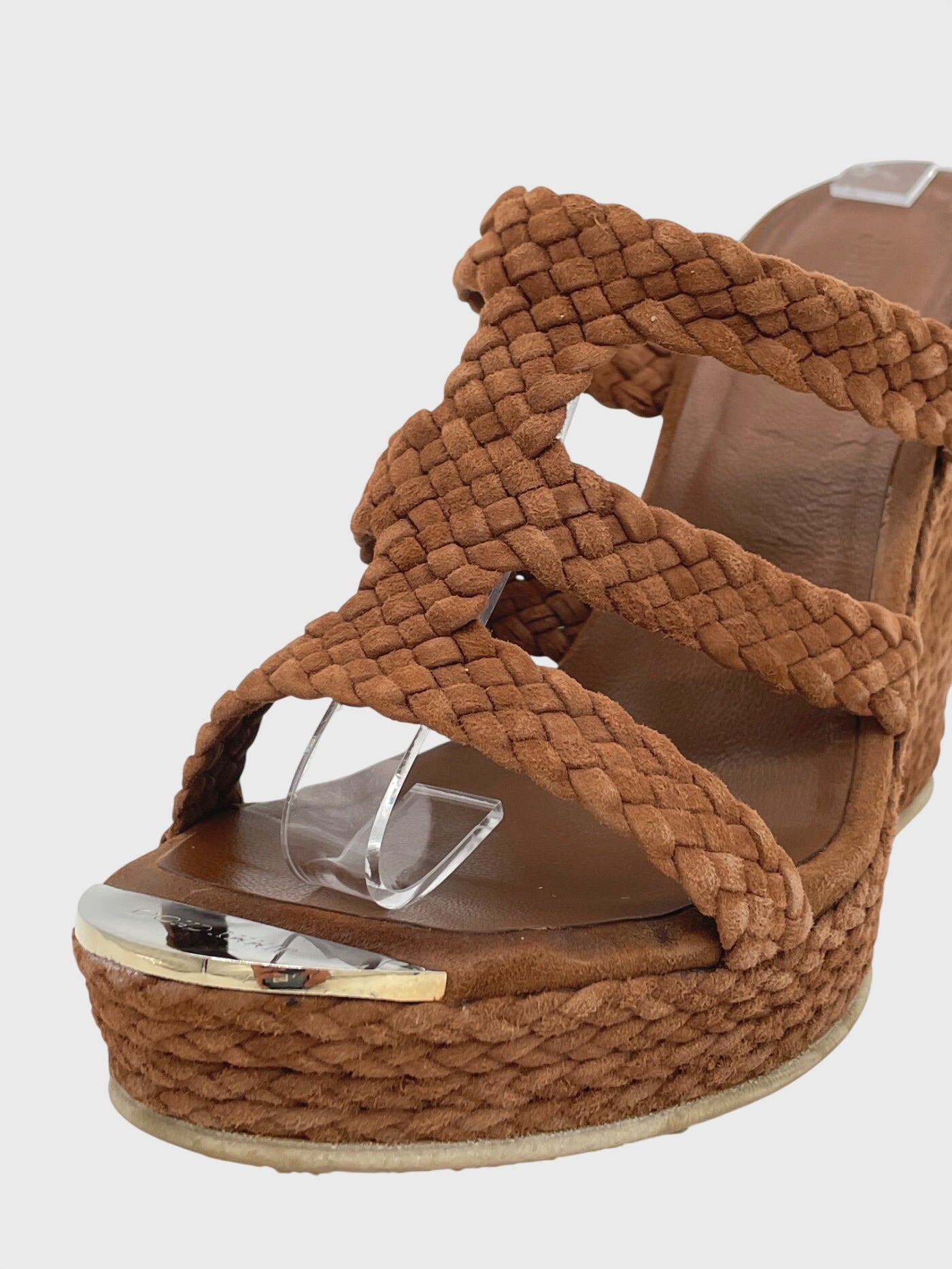 Jimmy Choo Suede Sandale mit Absatz EU 38 Braun - Image 6