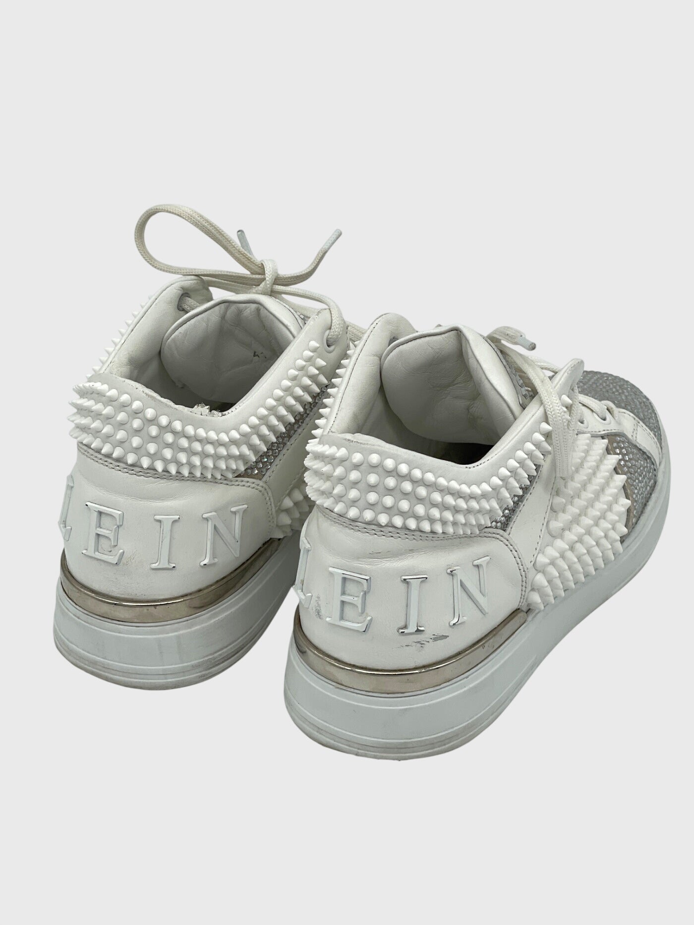 Philipp Plein Crystal Spikes High Top Sneaker EU 39 Weiß - Image 5