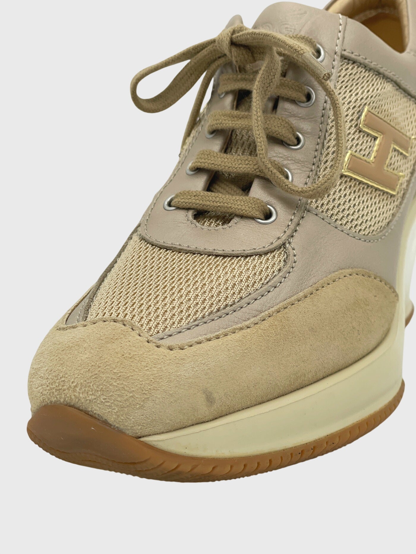 Hogan Attractive Wedge Platform Sneaker EU 37 Beige - Image 6