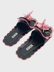 Miu Miu Floral Patent Flat Mule EU 35 Mehrfarbig