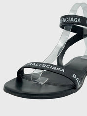 Balenciaga Logo Strap Flache Sandale EU 39 Schwarz - Image 6