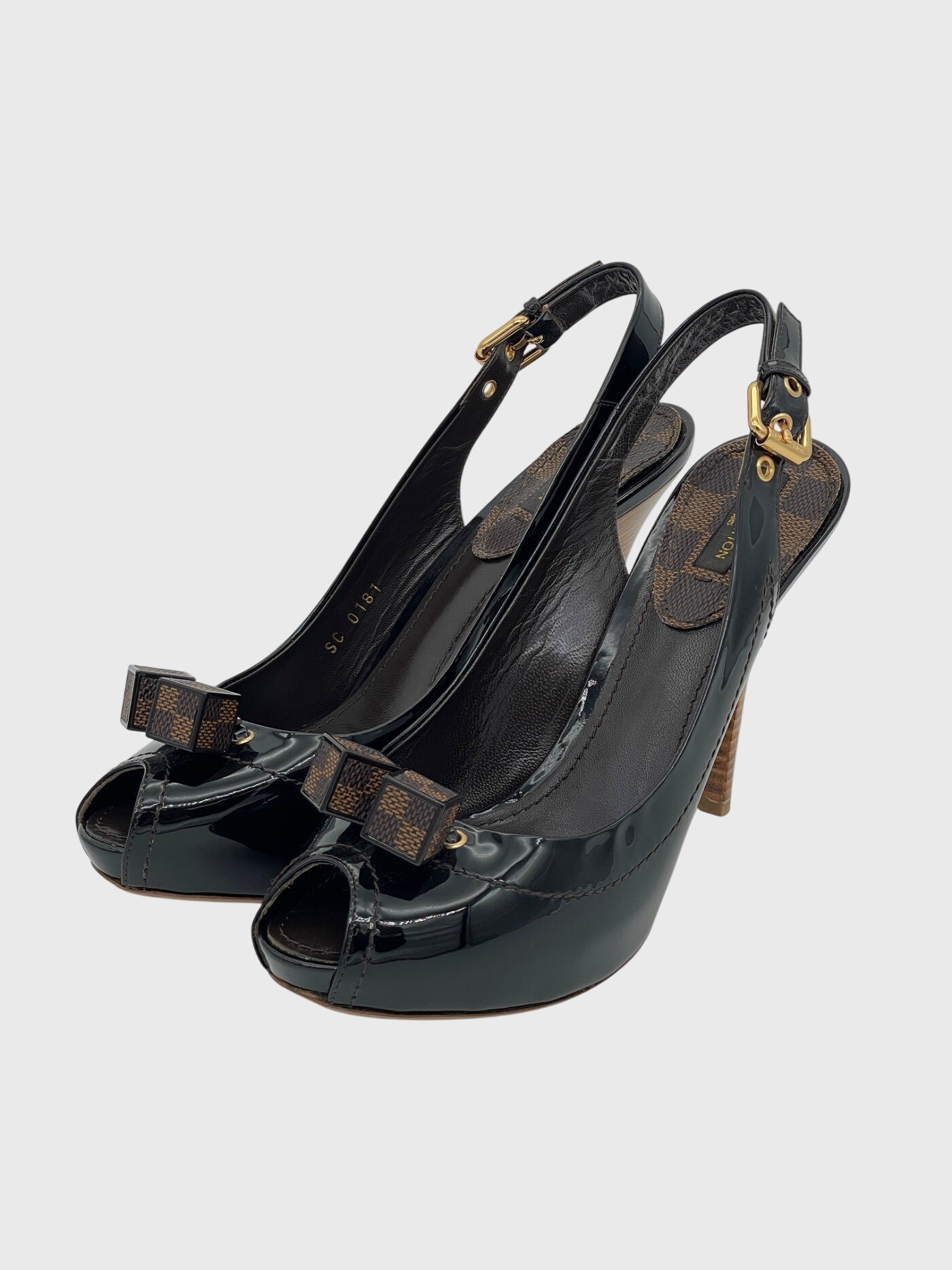 Louis Vuitton Damier Dice Peep Toe Slingback EU 38 Schwarz