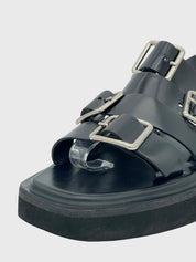 Jil Sander Platform Flache Sandale EU 36 Schwarz - Image 6