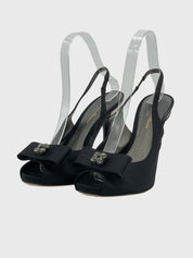 Gianvito Rossi Satin Bow Slingback EU 37.5 Schwarz - Image 3