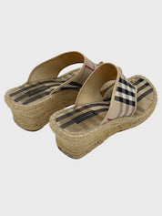 Burberry Vintage Check Espadrille Wedge Zehensteg Sandale EU 40 Beige - Image 4
