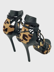 Dsquared2 Shoes Leopard Print Lace-Up Sandale mit Absatz EU 39 Mehrfarbig
