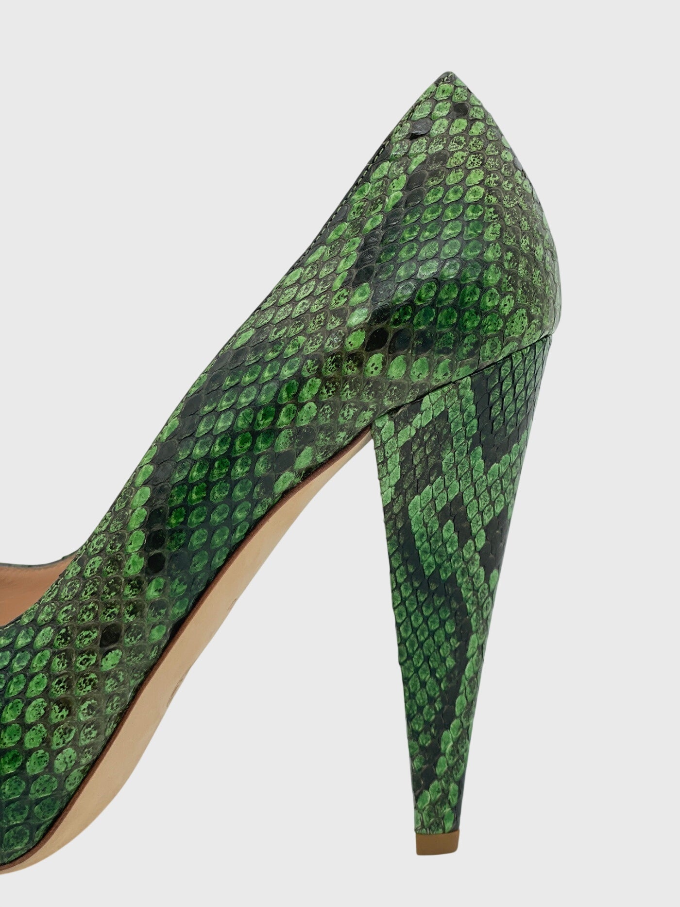 Bally Epika Genuine Python Plateau Pump EU 39.5 Grün - Image 6