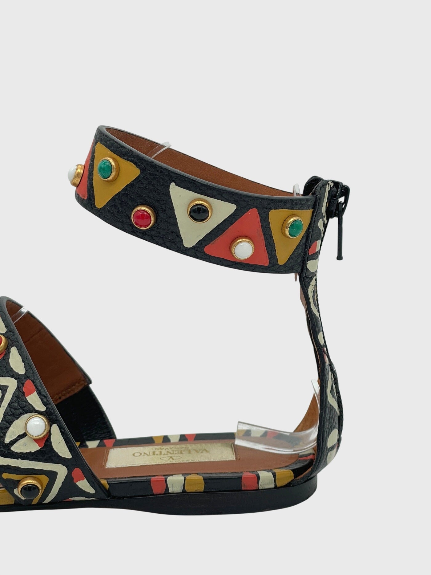 Valentino Garavani Tribal Studded Flache Sandale EU 37 Mehrfarbig