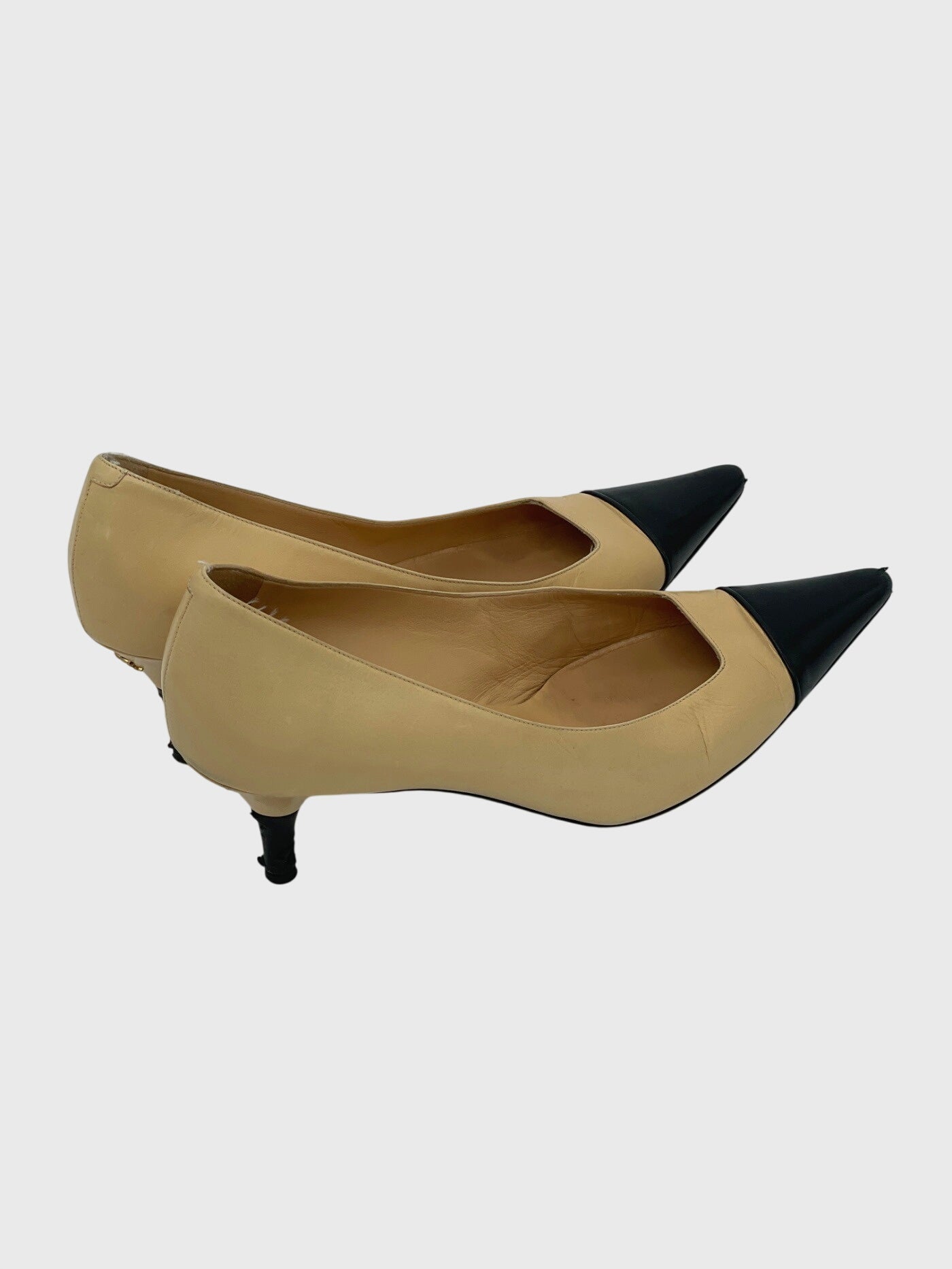 Chanel Tow-Tone Cap Toe Pump EU 36.5 Beige