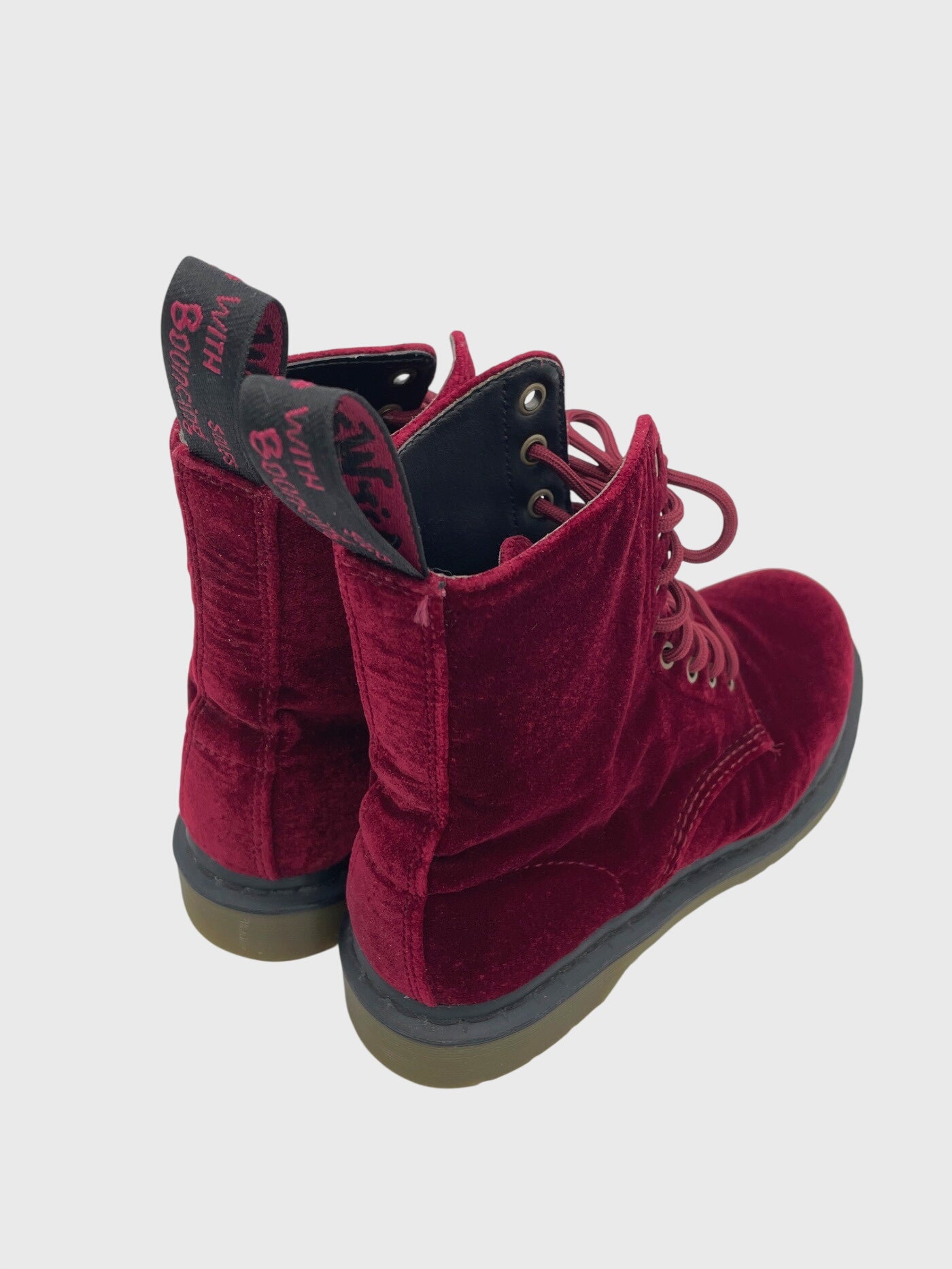 Dr. Martens 1460 Pascal Velvet i Combat Stiefel EU 41 Rot