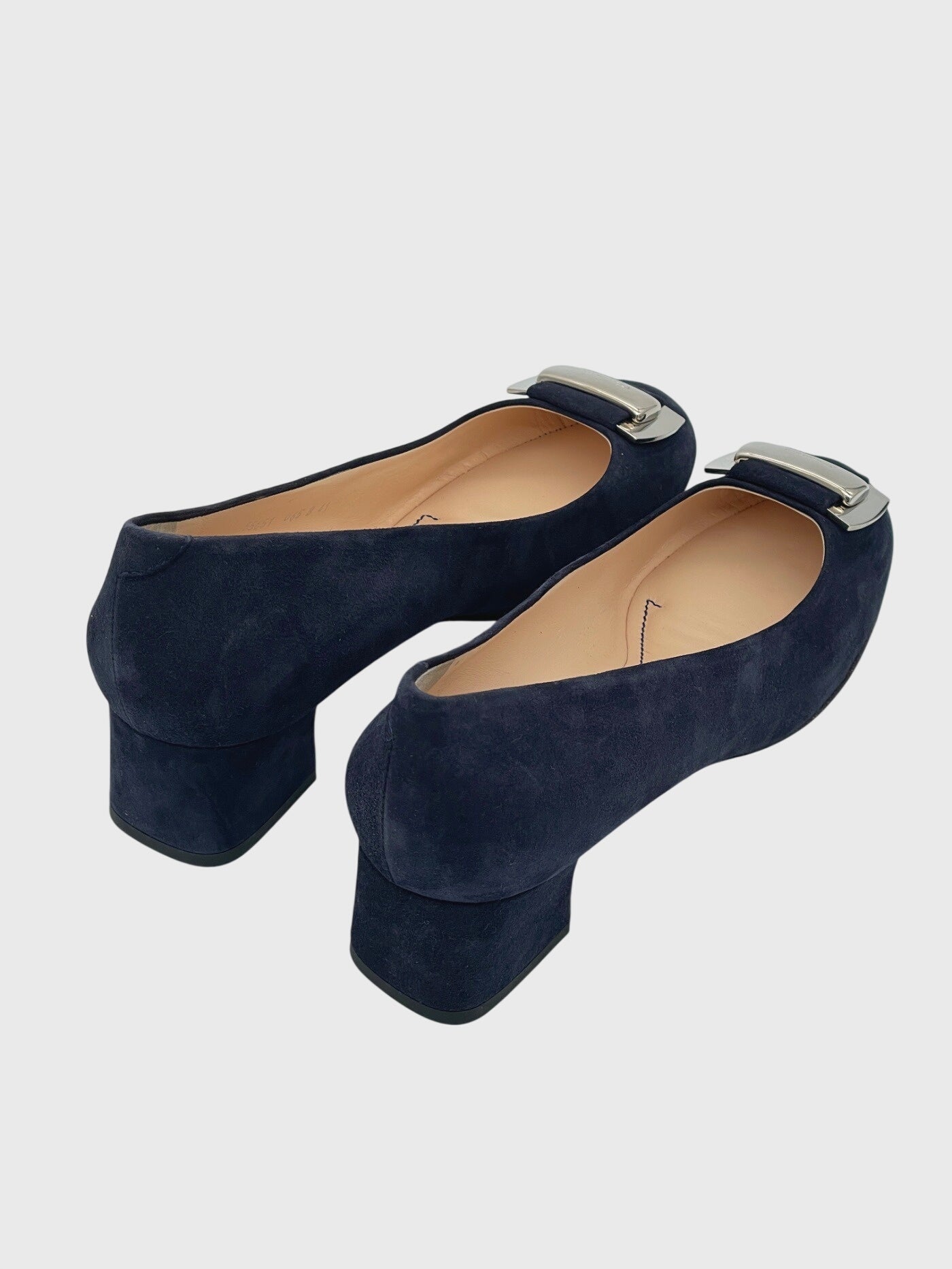 Santoni Suede Block-Heel  Klassischer Pump EU 41 Blau
