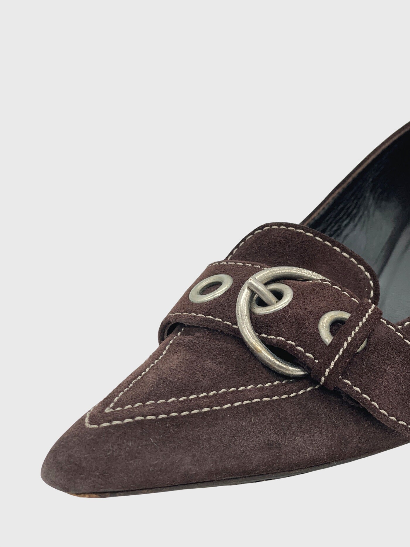 Prada Buckle Suede Kitten Heel EU 38 Braun - Image 6
