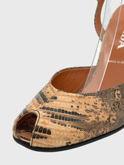 Prada Python Skin Peep Toe Slingback EU 40 Beige - Image 6