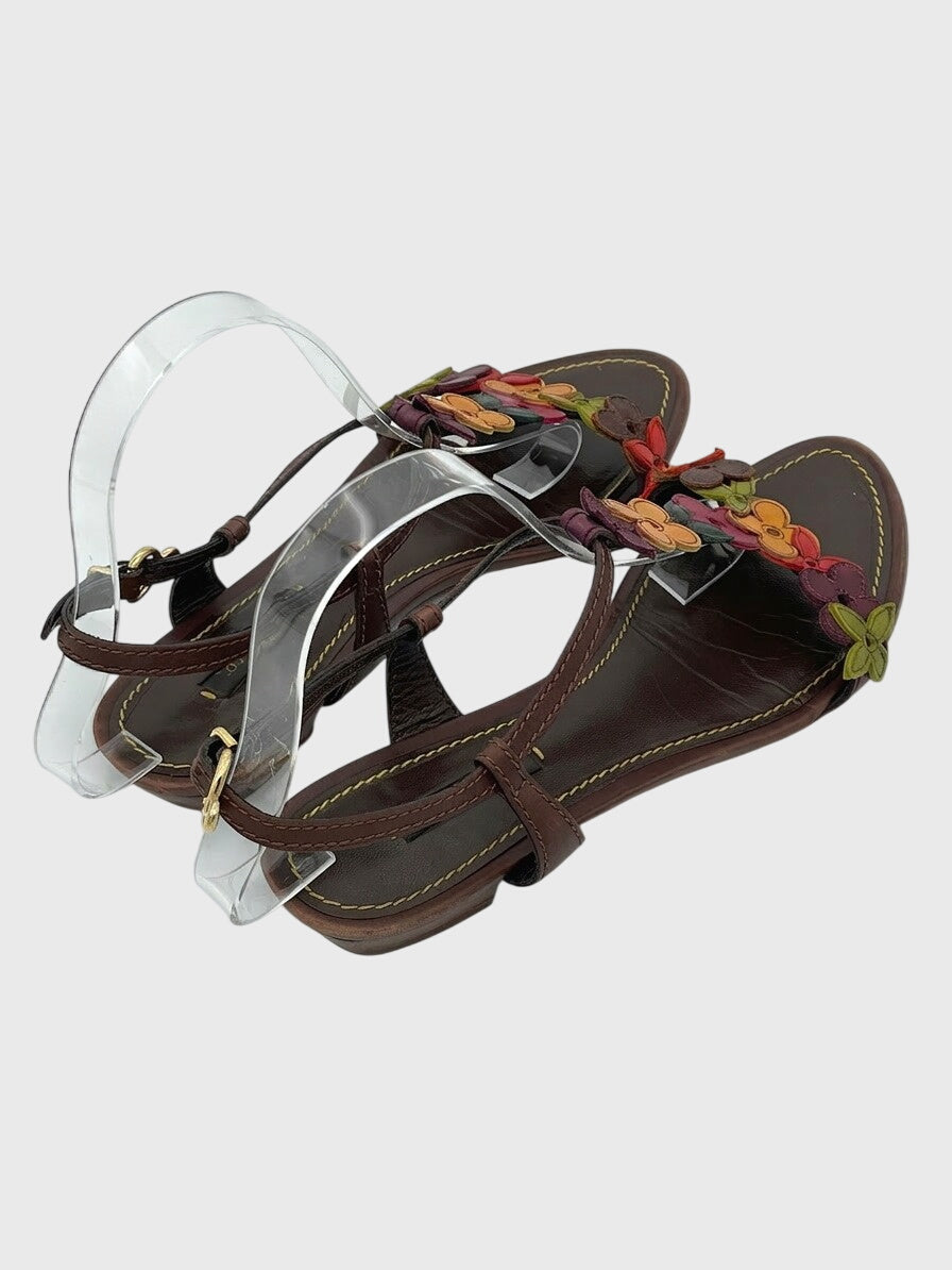 Louis Vuitton Aubepine Floral  Flache Sandale EU 37 Mehrfarbig
