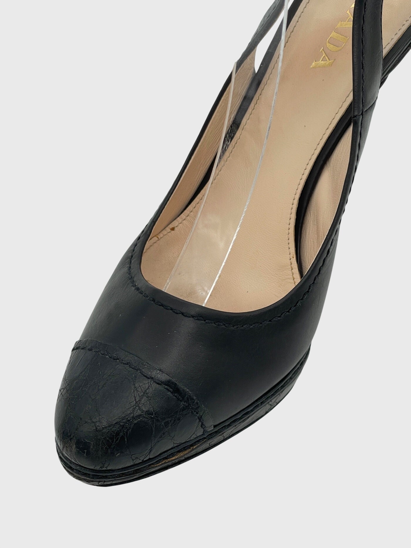 Prada Croc-Effect Platform Slingback EU 37.5 Schwarz - Image 6