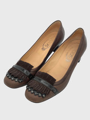 Tod's Fringed Studded Pump EU 38 Braun