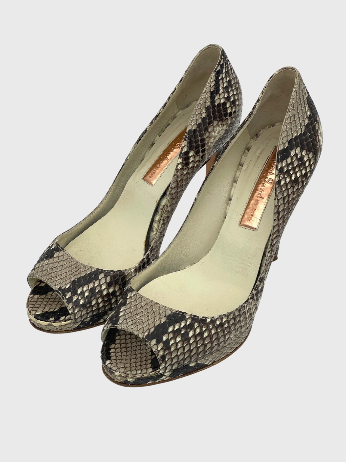 Rupert Sanderson Python Peep Toe Pump EU 38 Mehrfarbig