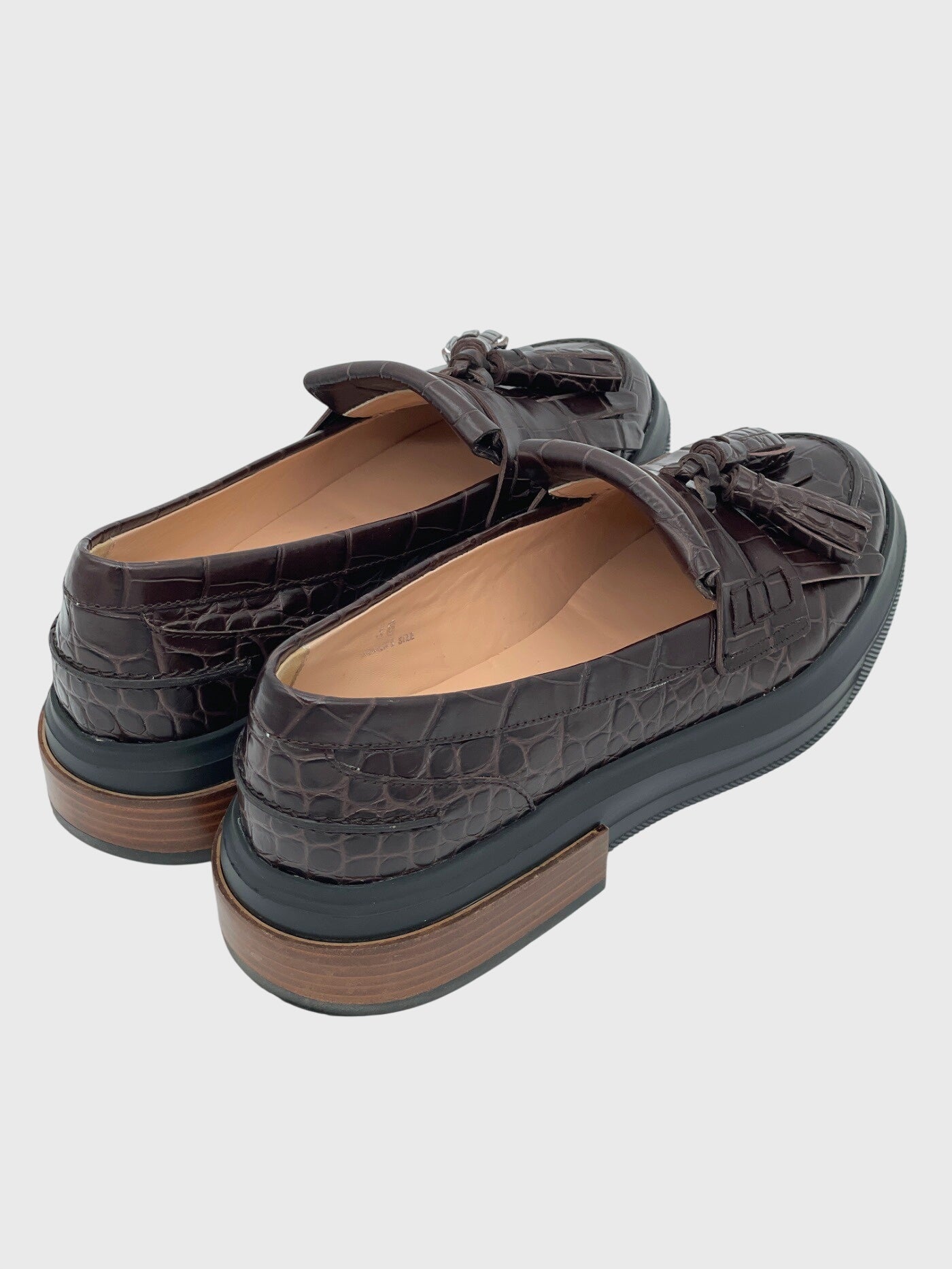 Tod's Maxi Rubber Tassel Croc-Effect Loafer EU 38 Braun