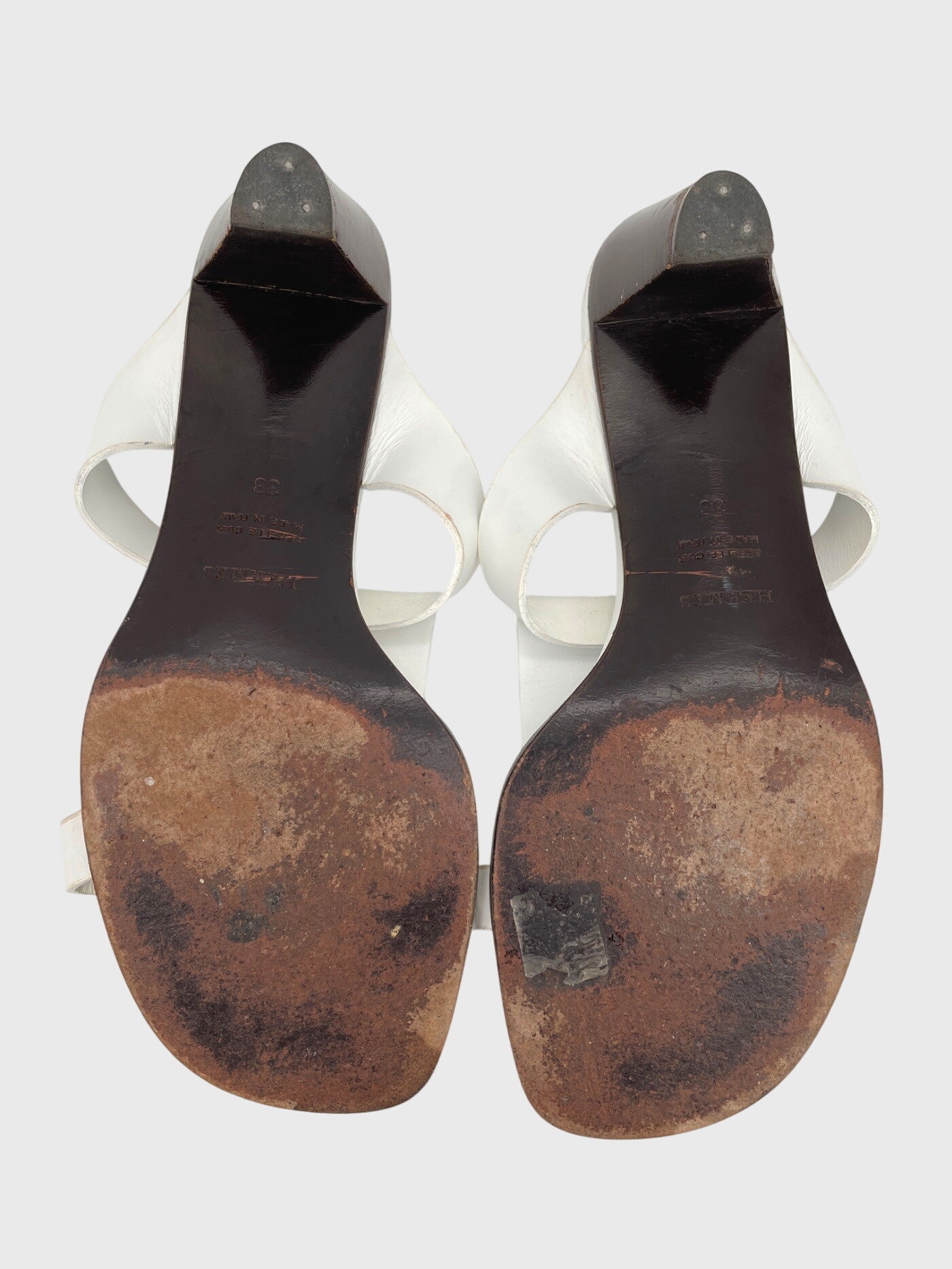 Hermès Vintage Sandale mit Absatz EU 38 Weiß - Image 7