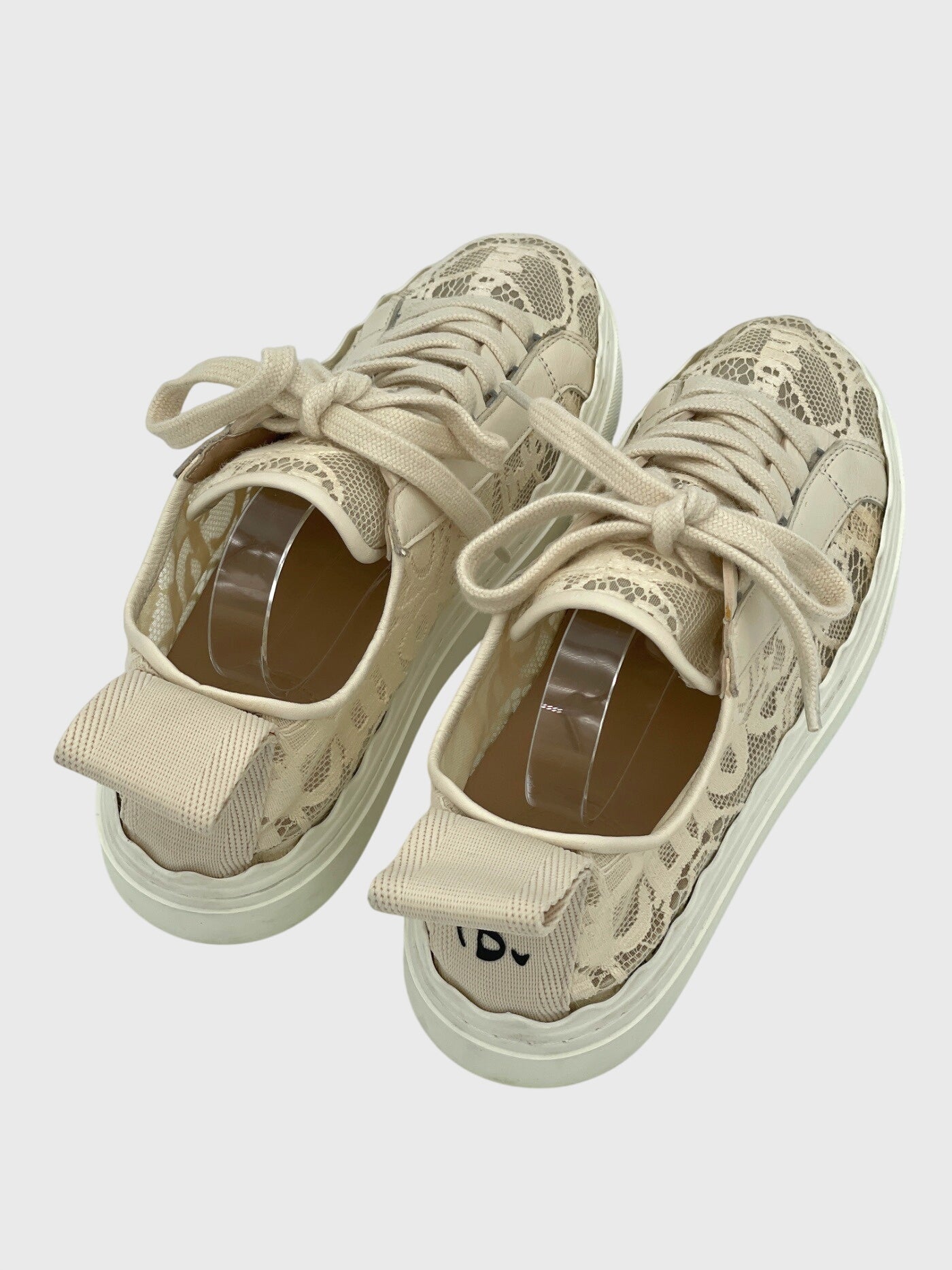 Chloé Lauren Lace Low Top Sneaker EU 36 Beige