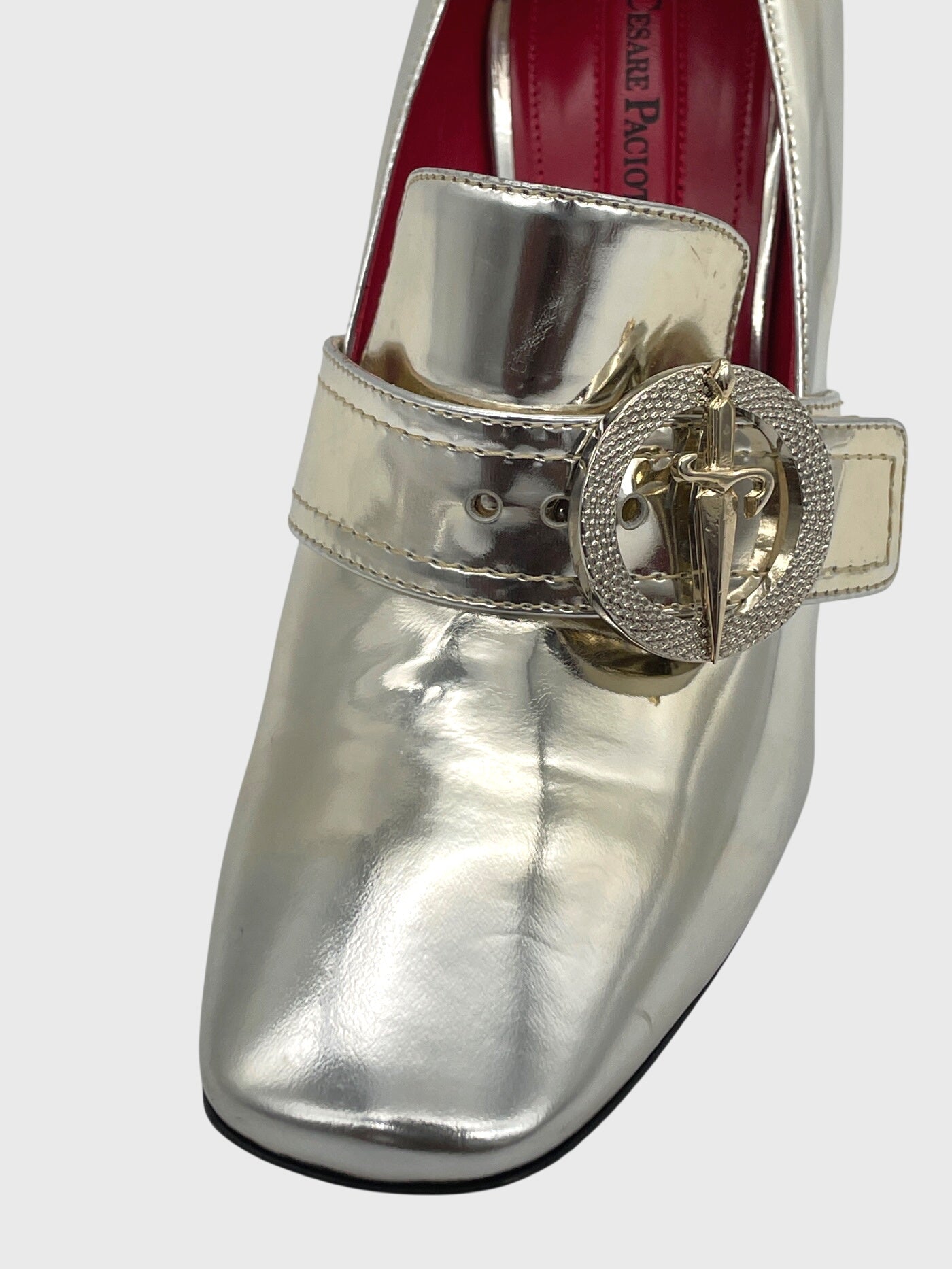 Cesare Paciotti Dagger Buckle Pump EU 39 Metallic - Image 6