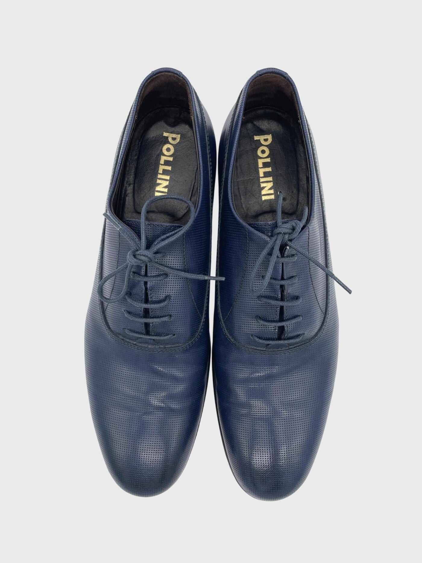 Pollini Laser-Cut Leather Lace-Up Oxford EU 42 Blau