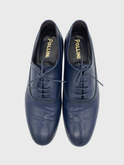 Pollini Laser-Cut Leather Lace-Up Oxford EU 42 Blau