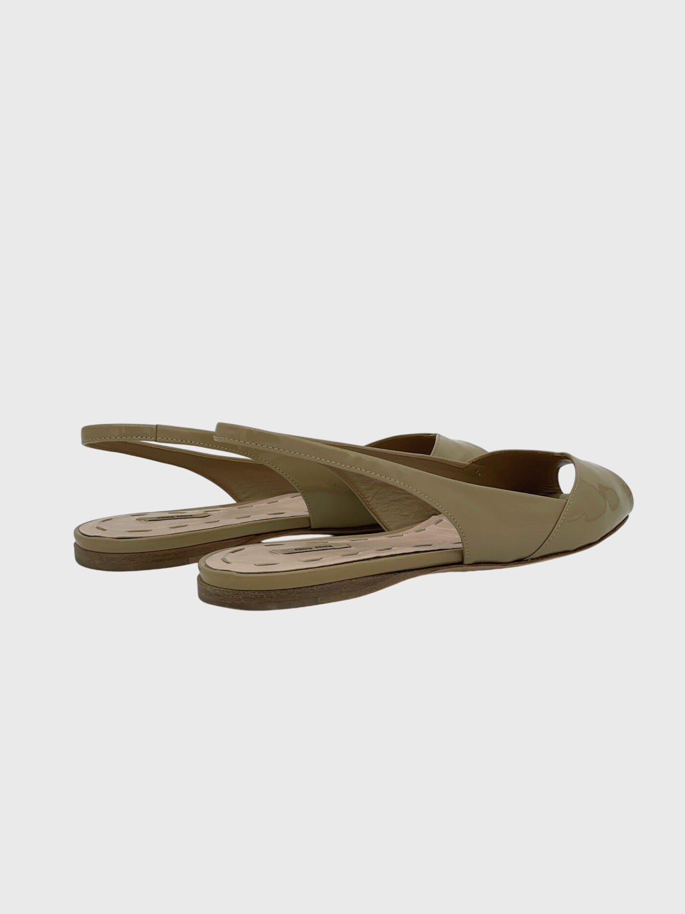 Miu Miu Patent Leather Ballerina EU 37 Beige - Image 4