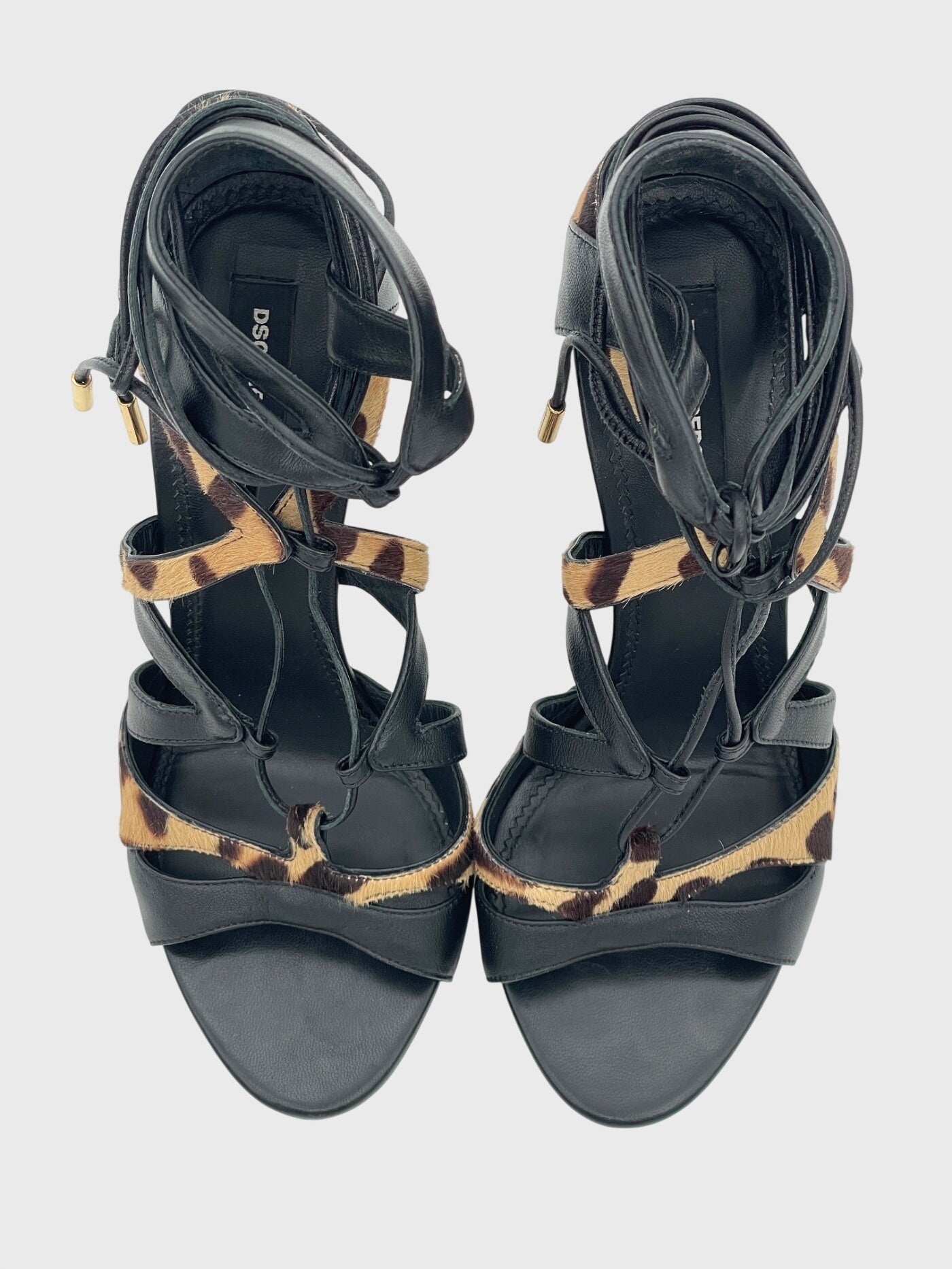 Dsquared2 Shoes Leopard Print Lace-Up Sandale mit Absatz EU 39 Mehrfarbig