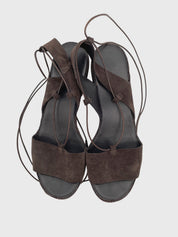 Roberto del Carlo Suede Lace-Up Platform Sandale mit Absatz EU 39 Braun