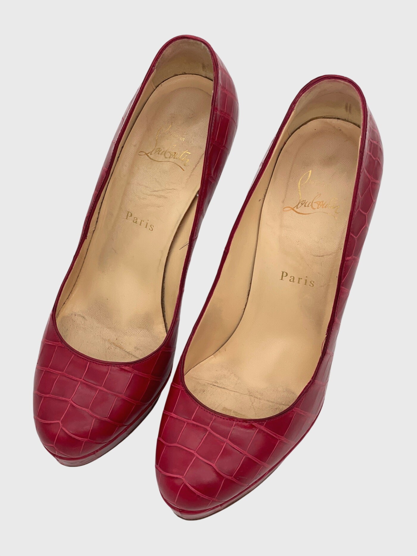 Christian Louboutin Lady Peep Croc Plateau Pump EU 39 Rot
