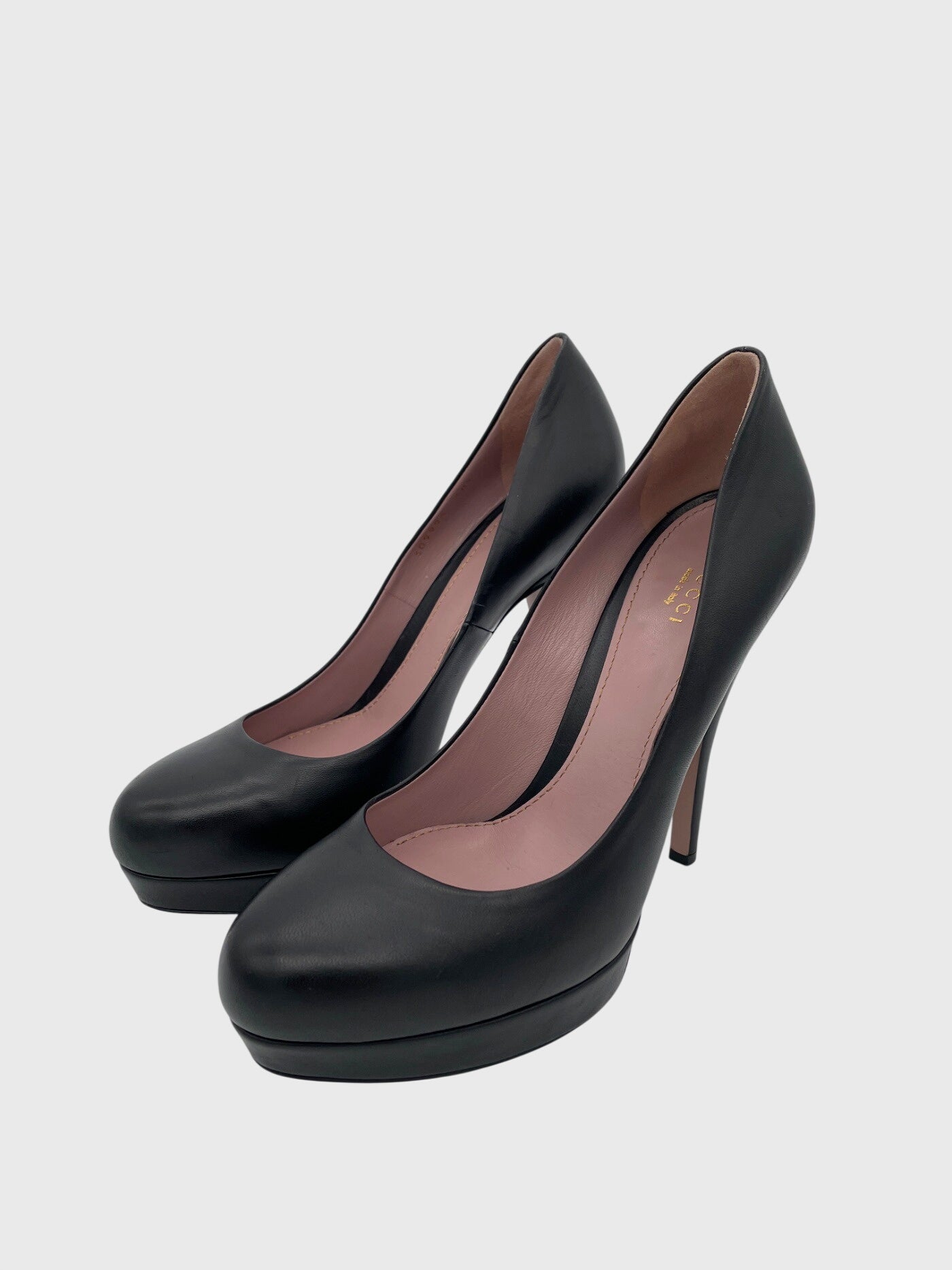 Gucci Leather Platform Round Toe Plateau Pump EU 40.5 Schwarz