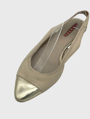 Prada Cap-Toe Slingback Ballerina EU 37 Beige - Image 7