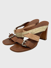 Jil Sander Croc-Embossed Buckle Sandale mit Absatz EU 39.5 Beige