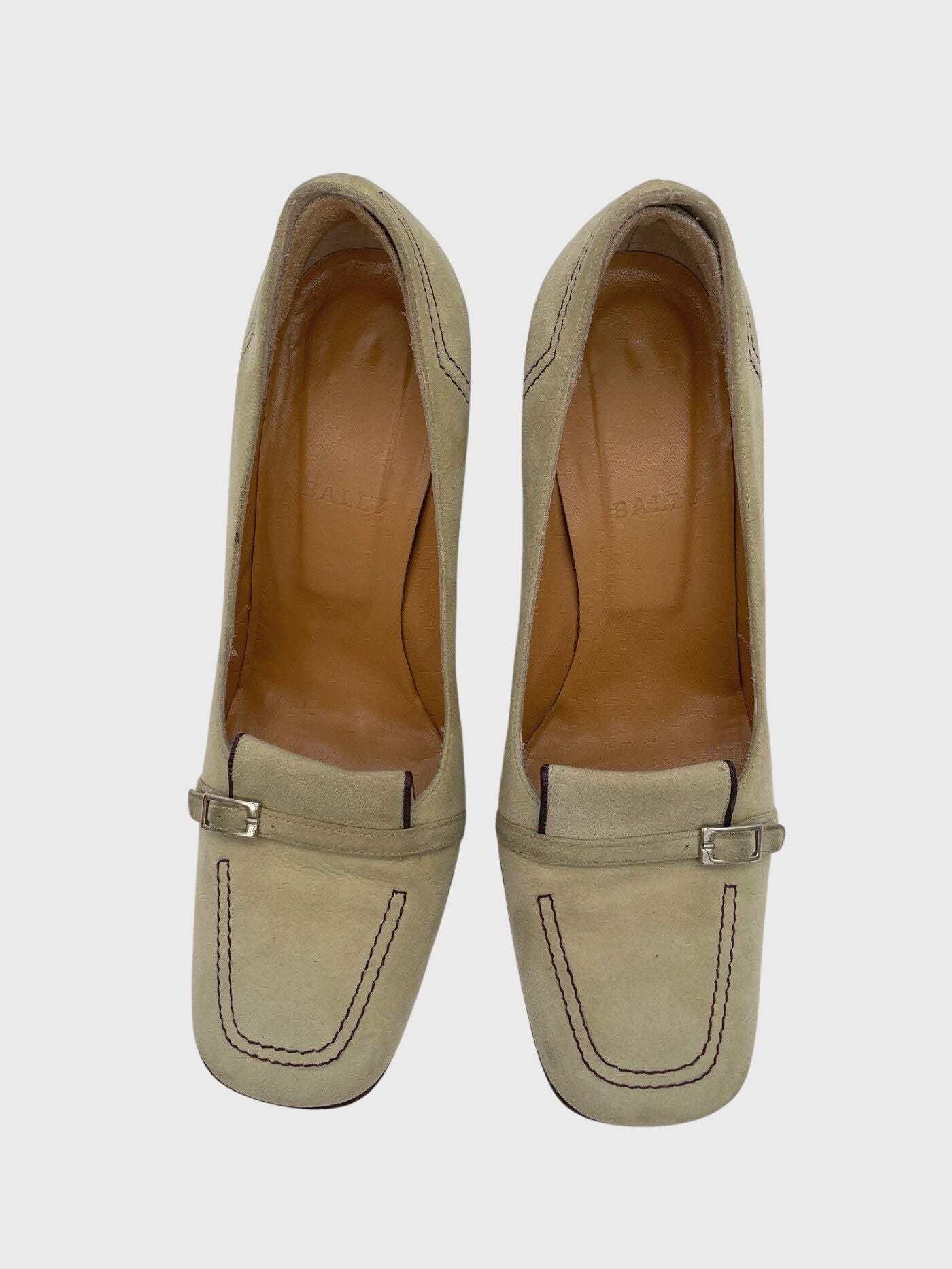 Bally Suede Buckle Klassischer Pump EU 36.5 Beige
