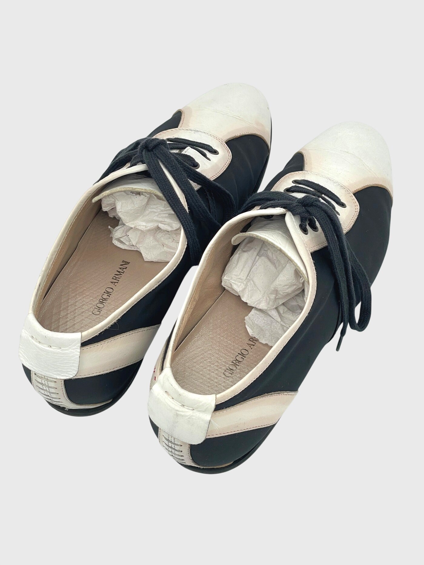 Giorgio Armani Two-Tone Leather and Fabric Low Top Sneaker EU 40.5 Mehrfarbig
