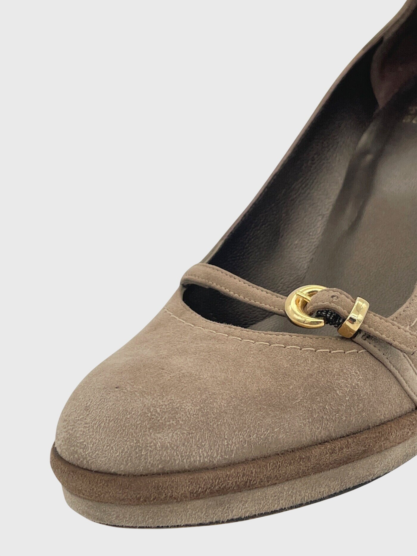 Stuart Weitzman Suede Plateau Pump EU 38 Beige - Image 7