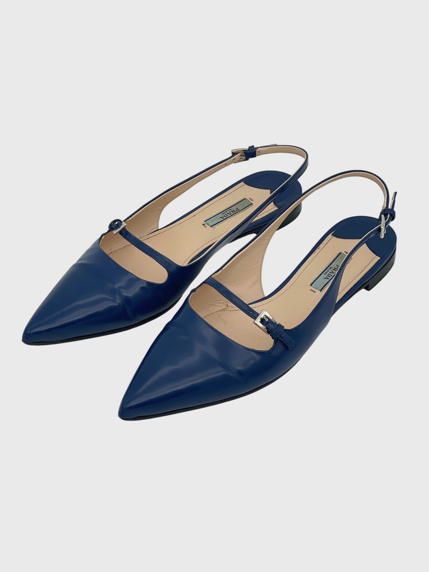 Prada Pointed-Toe Mary Jane Ballerina EU 40 Blau