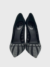 Rene Caovilla Crystal-Embellished Mesh Pump EU 38.5 Schwarz
