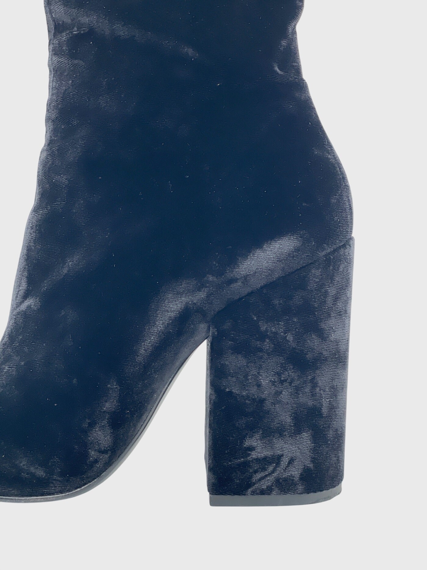 Dries Van Noten Velvet Block Heel Ankle Boot EU 39.5 Schwarz